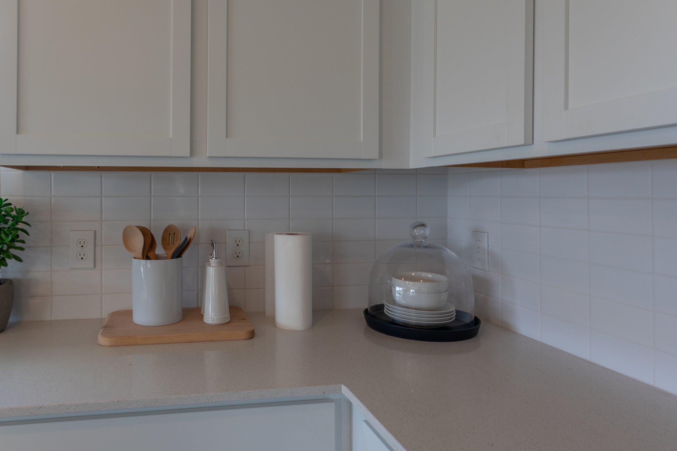 White Corian solid surface countertop with seamless matte finish