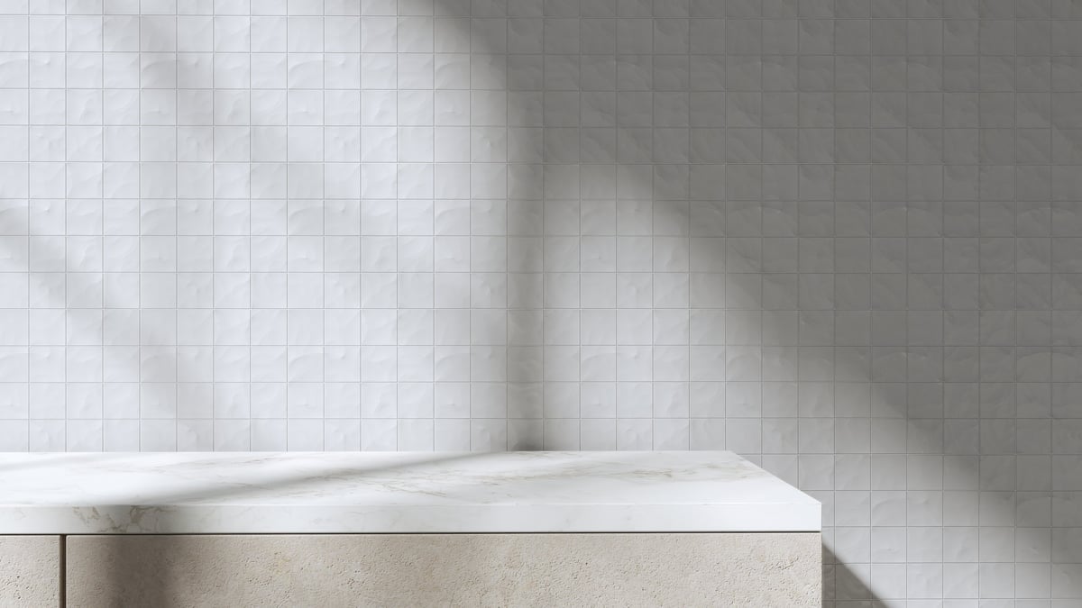 Clean marble countertop with protective film
