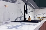 Marble countertop with modern faucet