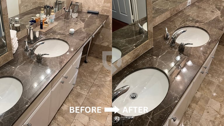 Marble vanity restoration - before and after